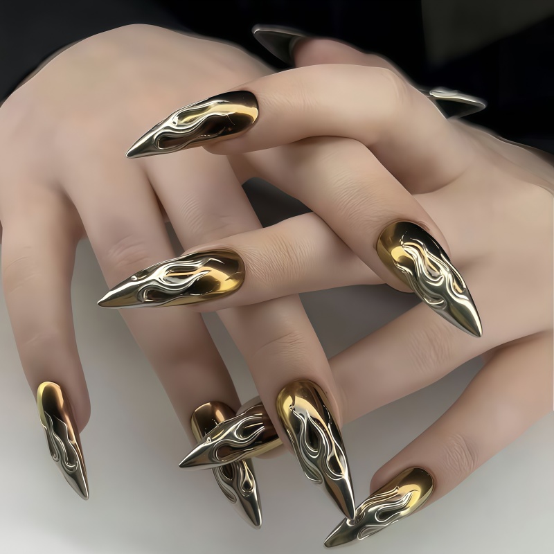 Nail Art Gold - 24 Adet 3D Krom Gümüş Altın