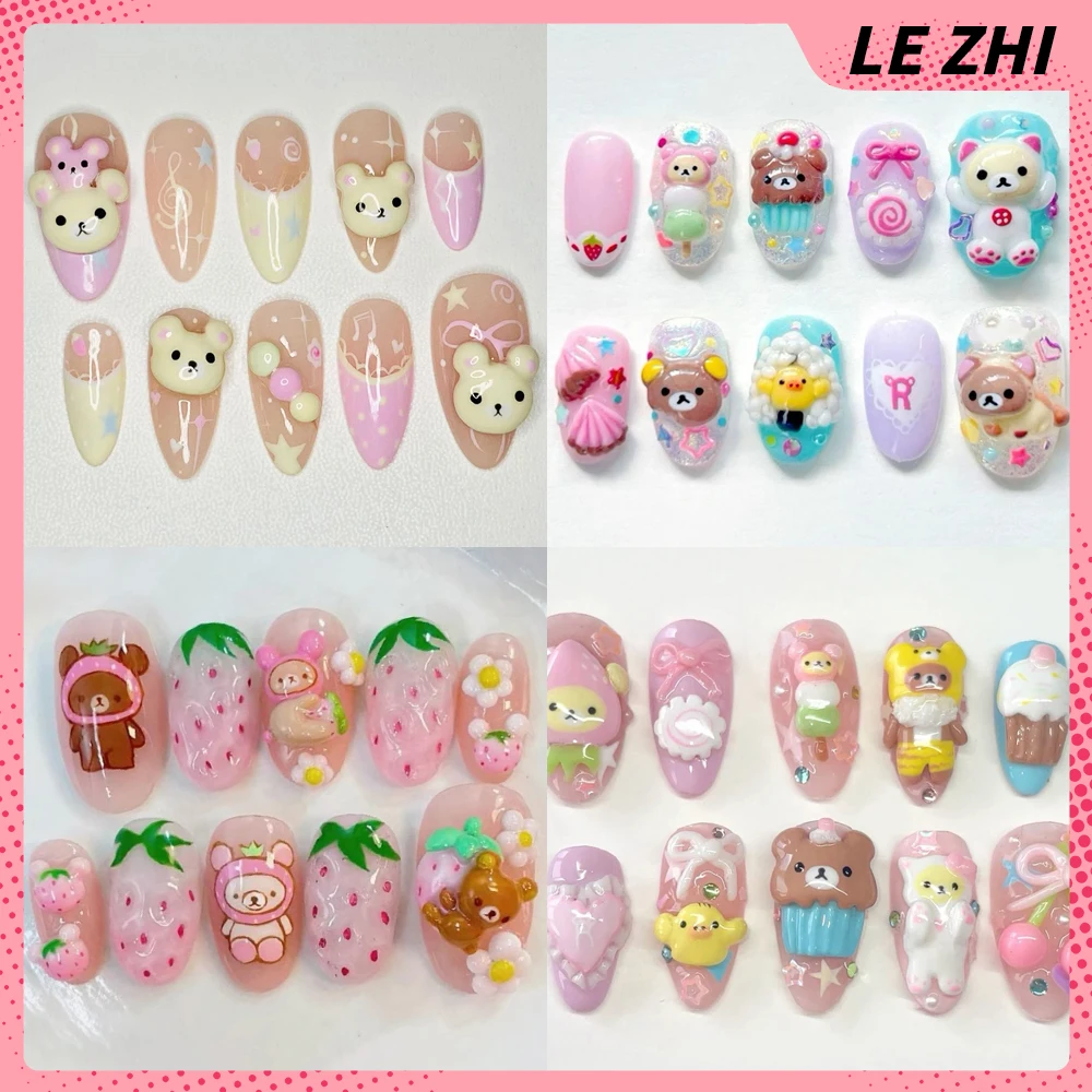 Nail Art Strawberry - 3D El Yapımı Rilakkuma Tırnak Sanat