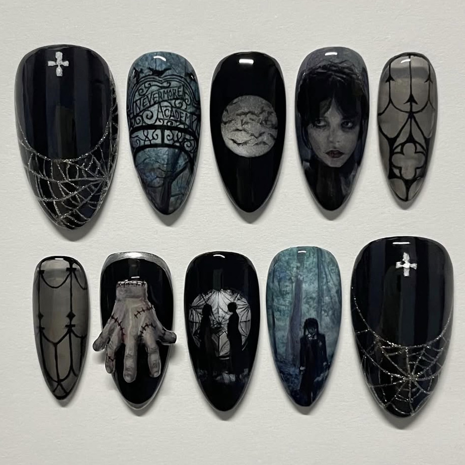 Nail Art Gothic - 24 Adet Koyu Gotik Punk Takma