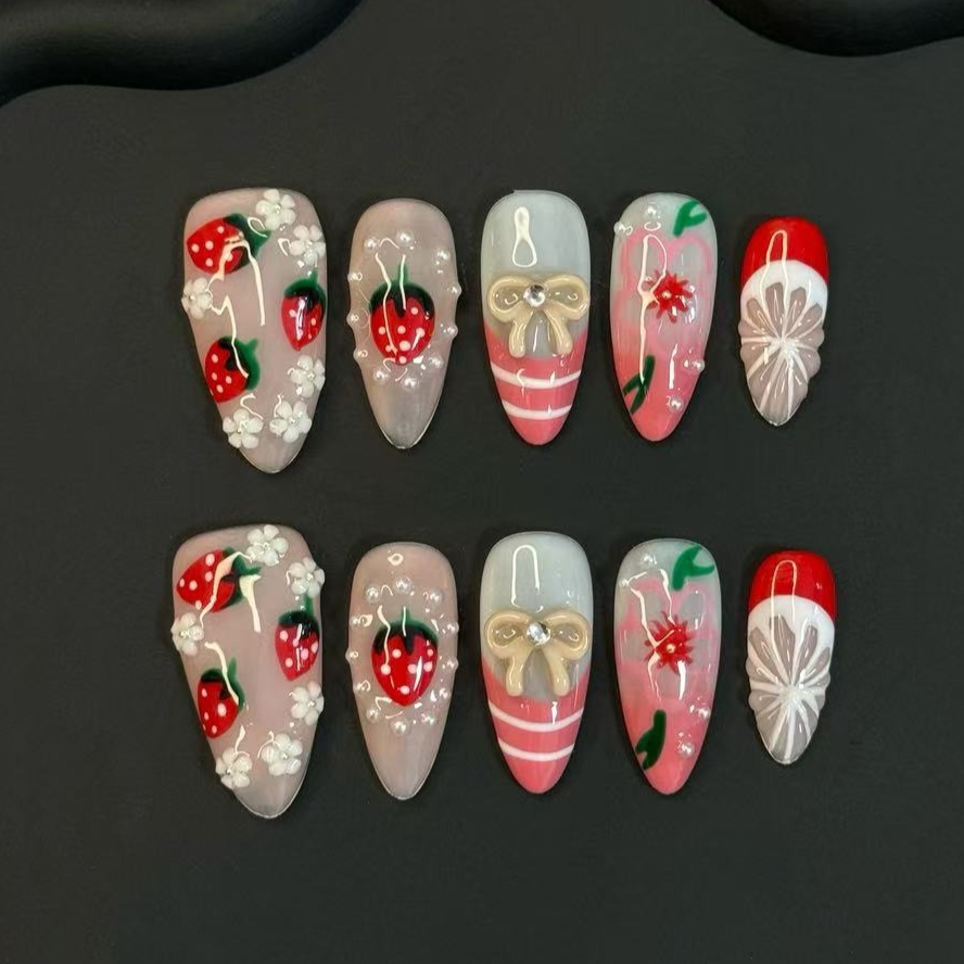 Nail Art Strawberry - 10 adet yaz güzel kırmızı çilek