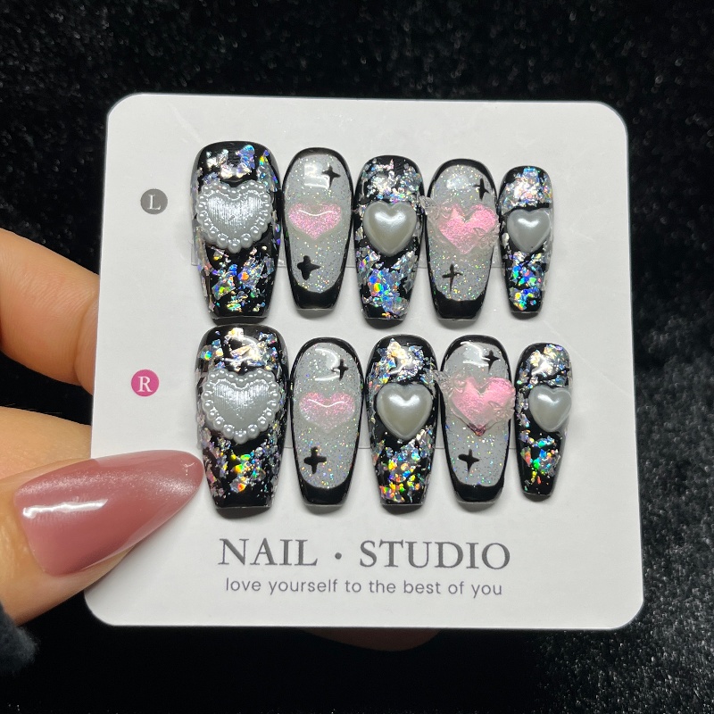 Nail Art Gothic - 10 Adet Gotik Siyah Takma Tırnak
