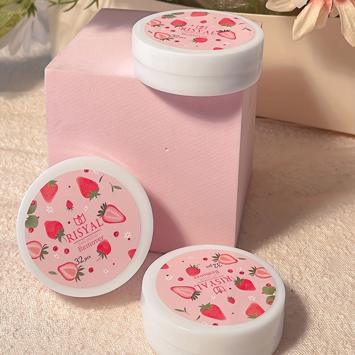 Nail Art Strawberry - 32 adet/kutu Çilek Oje Çıkarıcı Pedler,