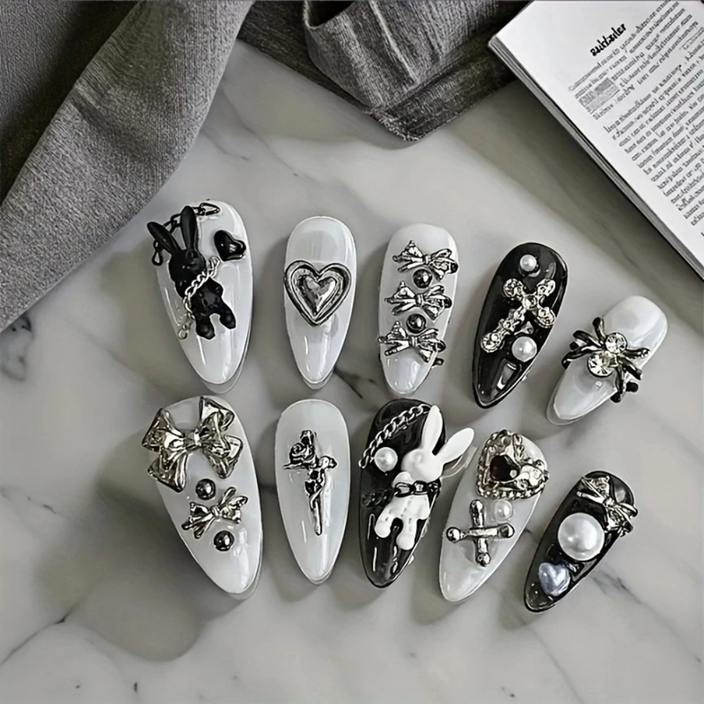 10 adet kişiselleştirilmiş siy - Nail Art Gothic incelemesi ve fiyatı