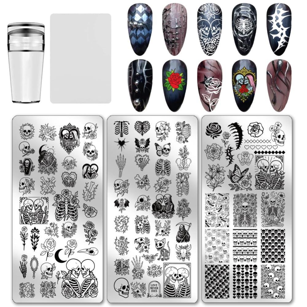 3 adet Kafatası Tırnak Baskı P - Nail Art Gothic incelemesi ve fiyatı