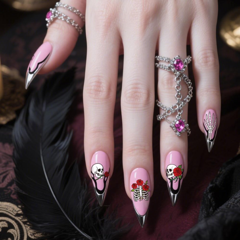 3 adet Kafatası Tırnak Baskı P - Nail Art Gothic incelemesi ve fiyatı