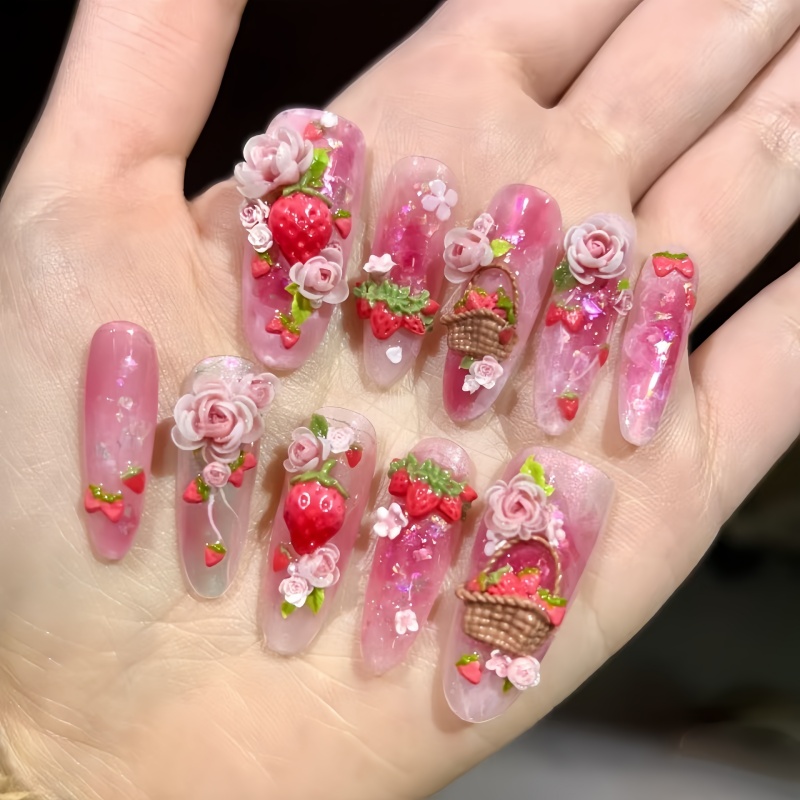 1 adet çilek tırnak kalıbı mey - Nail Art Strawberry incelemesi ve fiyatı