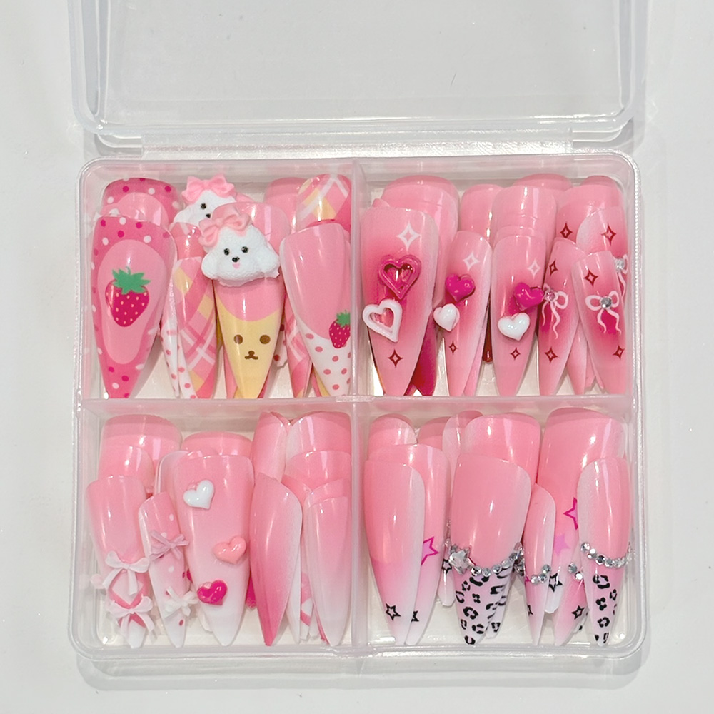 96 Adet Pembe Uzun Stiletto Ta - Nail Art Strawberry incelemesi ve fiyatı